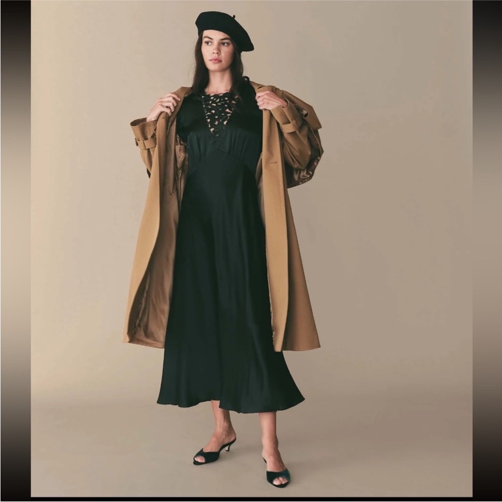 DÔEN Melinda Embroidered Silk Midi Dress Alpine Green | S - Picture 4 of 10
